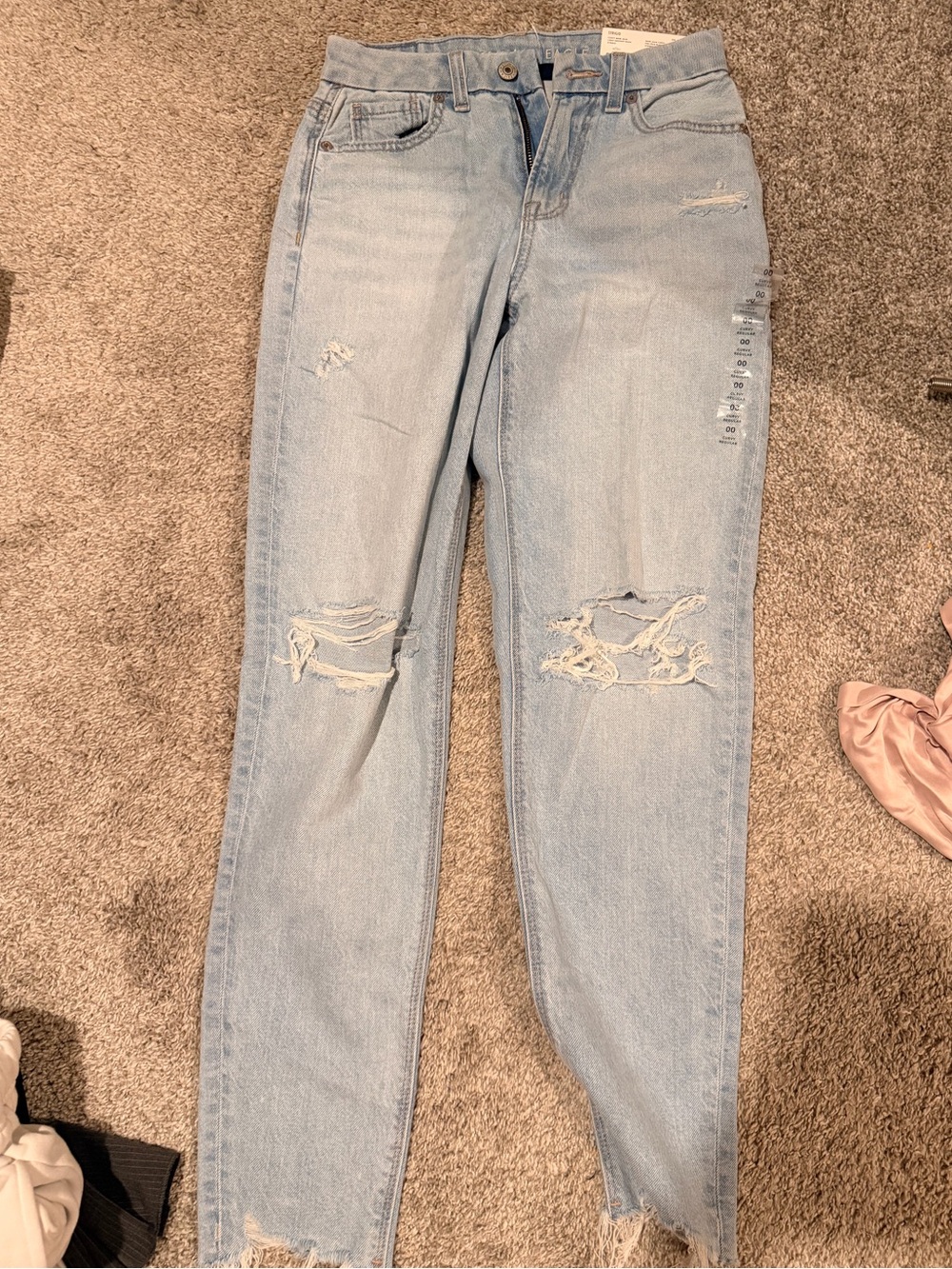 American Eagle Outfitters Light Blue Straight Leg Distressed Jeans